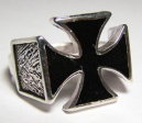 Inlayed Black Iron Cross Biker Ring Supply