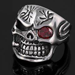 Skull Red Eye w  cigar stainless steel biker ring Online now