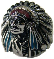 Native Style Indian Cheif W Bonnet Stainless Steel Biker Ring Supply