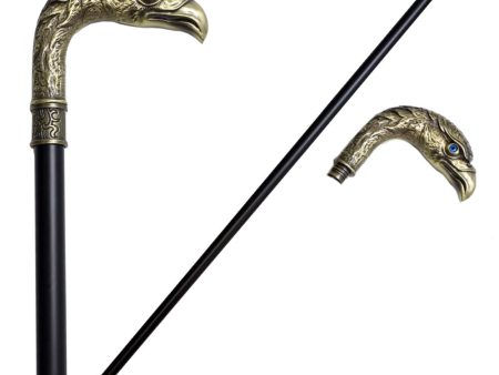 36.5 Inches Brass Finish Eagle Head Luxury Cane Staff For Discount