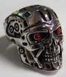 Robot Head With Red Eyes Stainless Steel Biker Ring For Sale