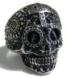 Sugar Skull Head W Cross Stainless Steel Biker Ring For Sale