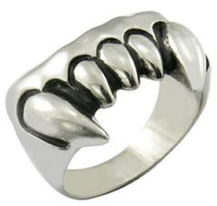 Vampire Teeth Stainless Steel Biker Ring asst. size Sale